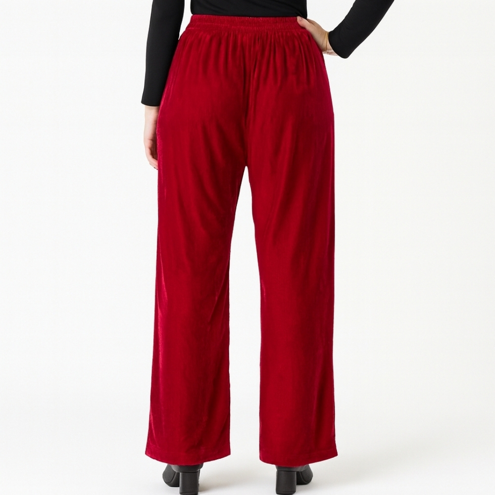 Wide Leg Mid Rise Velvet Pants - Picture 2 of 16